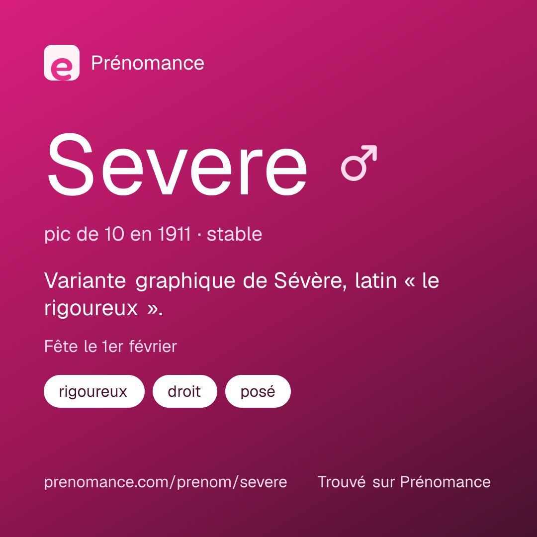 Carte de partage du prénom Severe