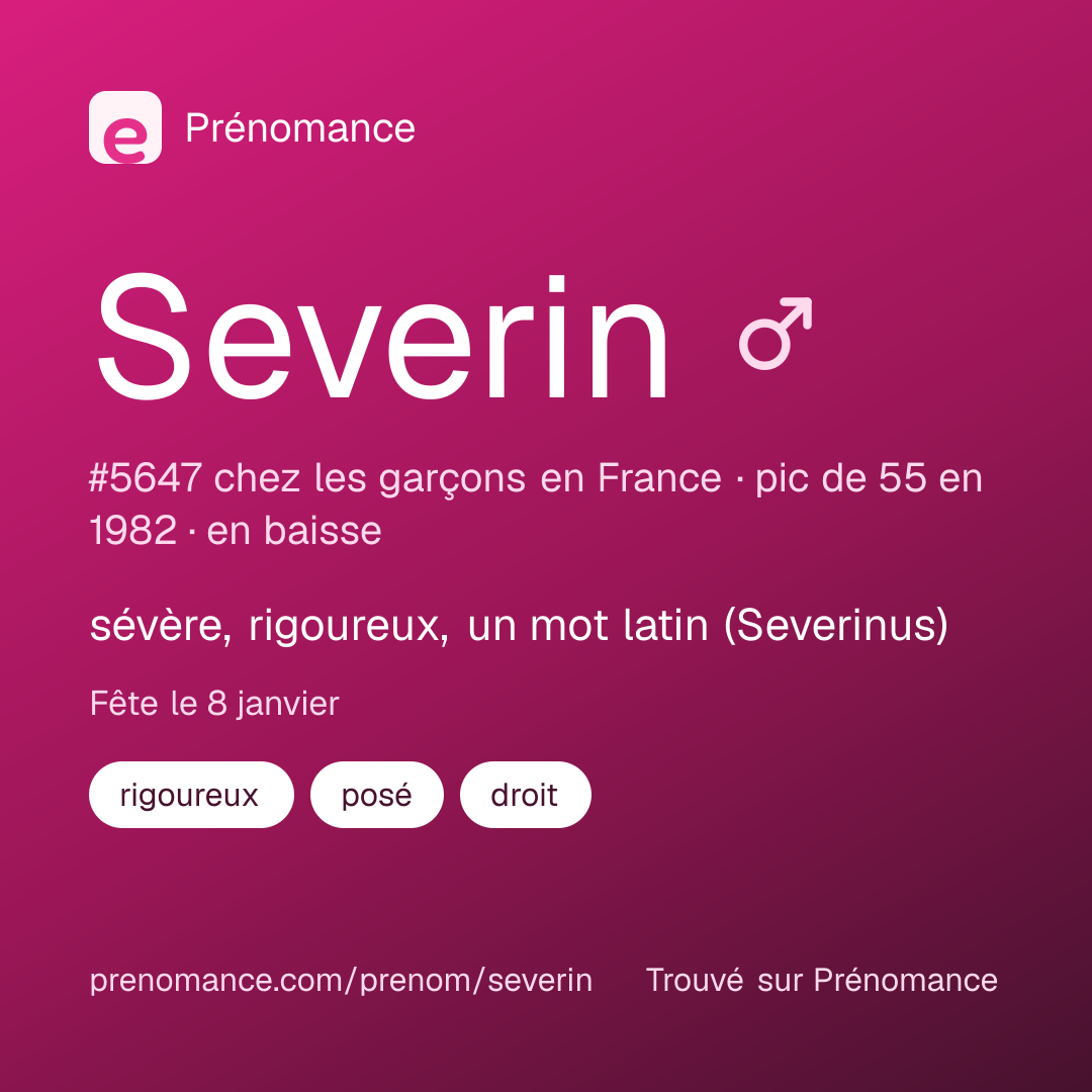 Carte de partage du prénom Severin
