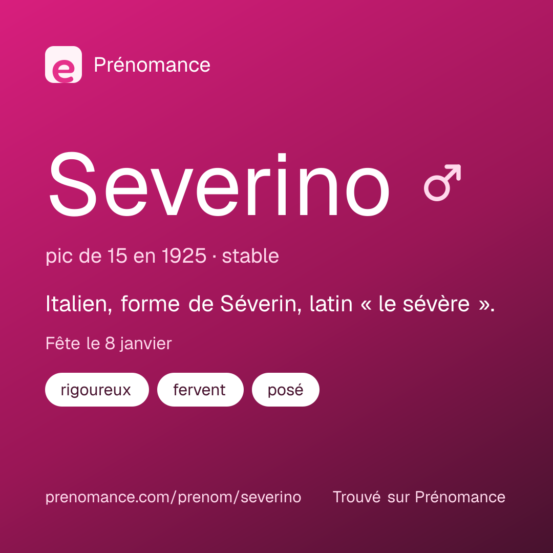 Carte de partage du prénom Severino