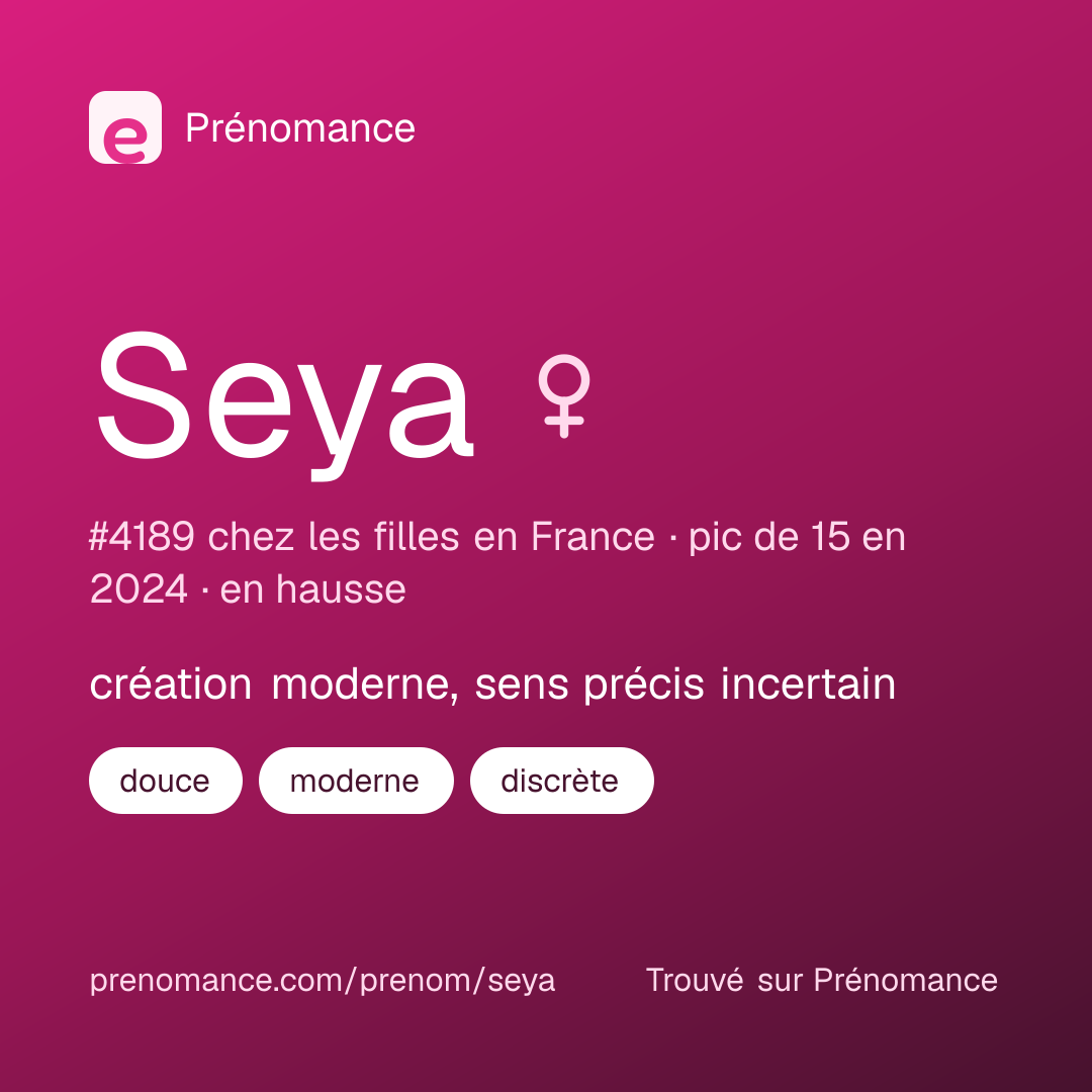Carte de partage du prénom Seya