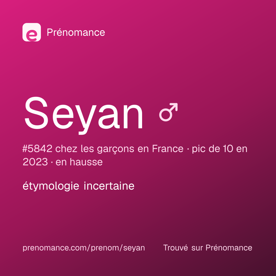 Carte de partage du prénom Seyan