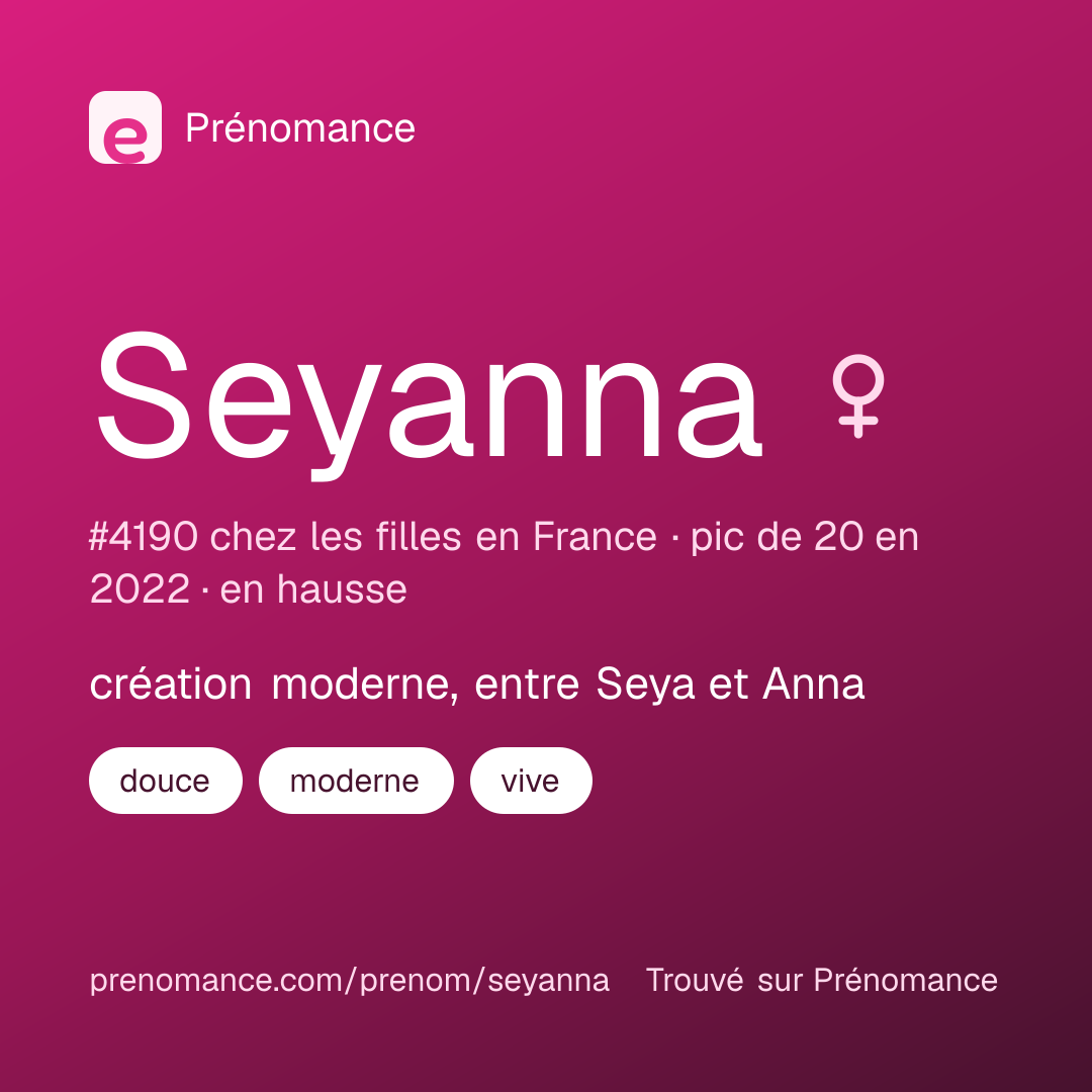 Carte de partage du prénom Seyanna