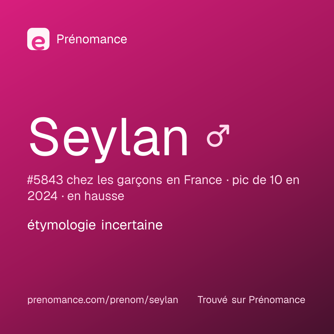 Carte de partage du prénom Seylan