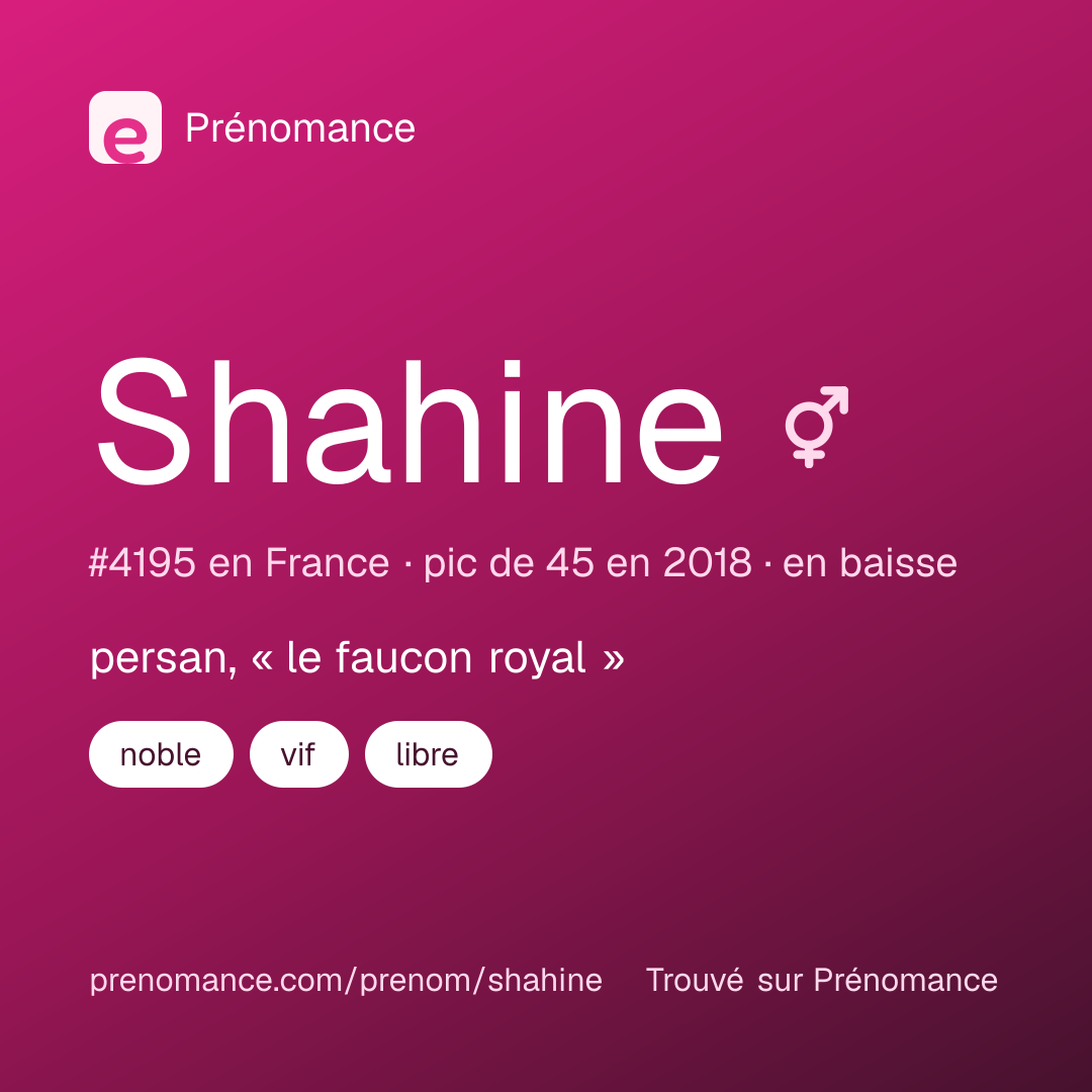 Carte de partage du prénom Shahine