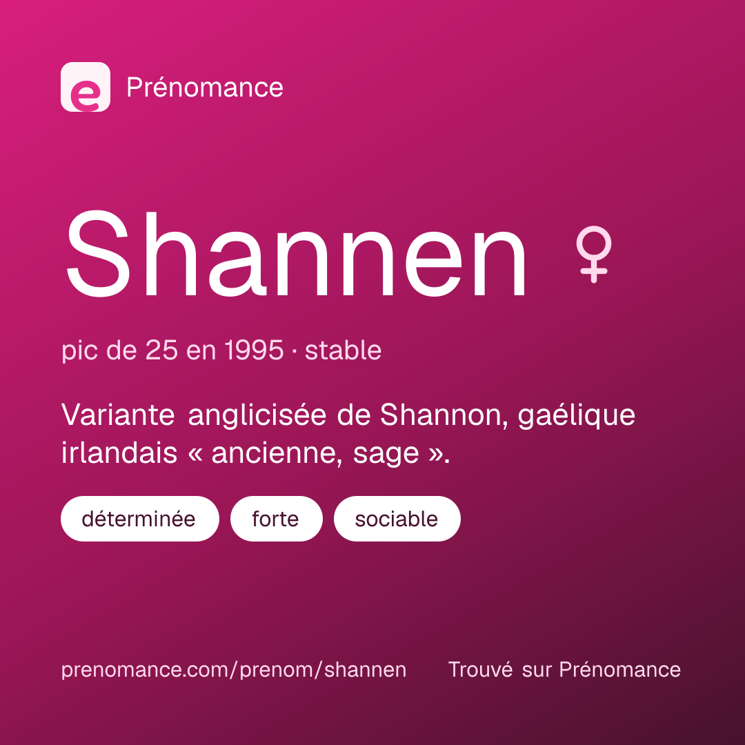 Carte de partage du prénom Shannen