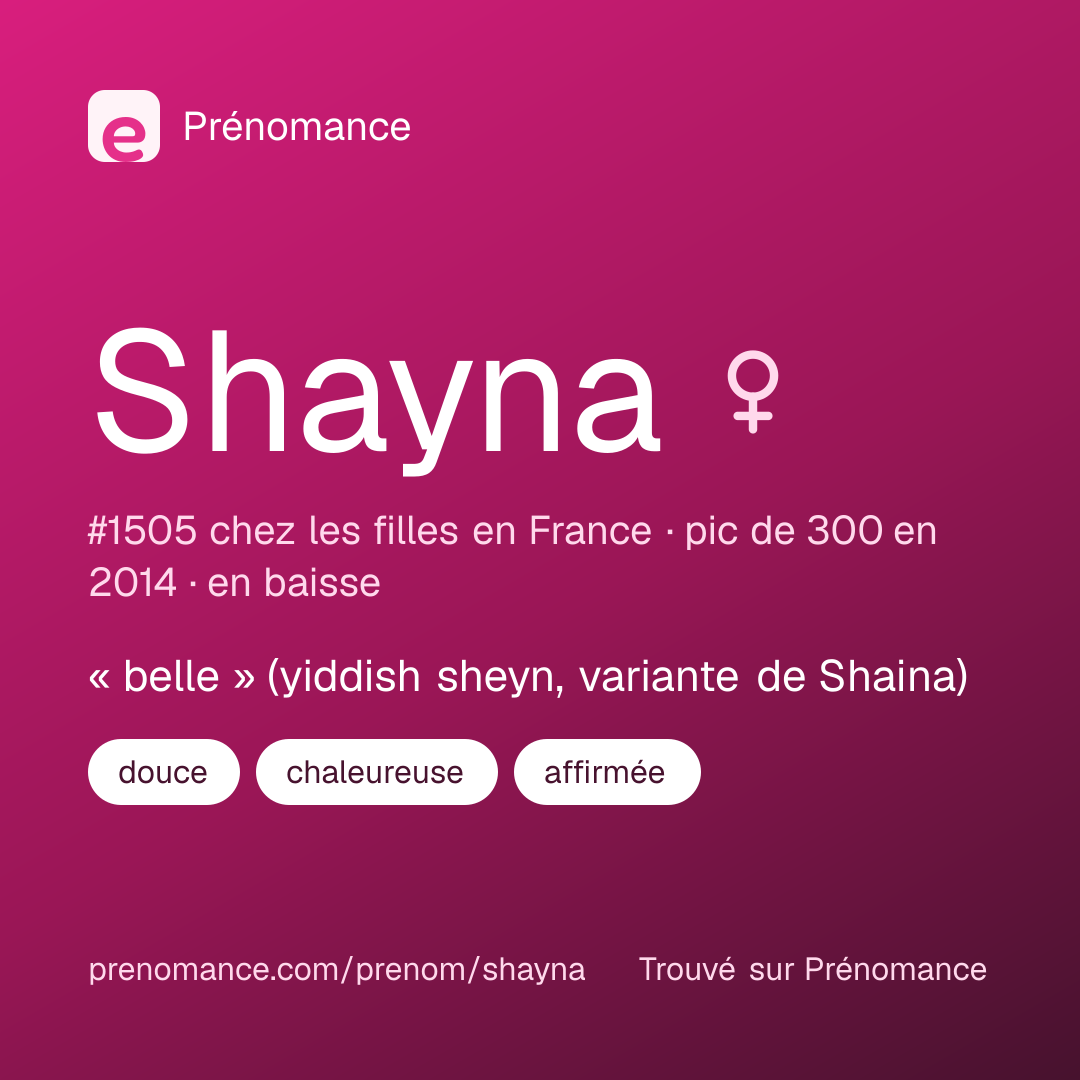 Carte de partage du prénom Shayna