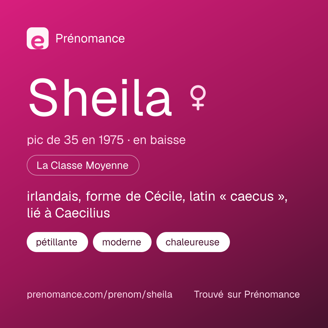 Carte de partage du prénom Sheila