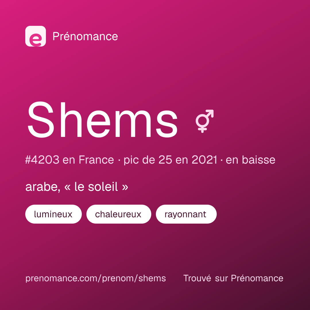 Carte de partage du prénom Shems