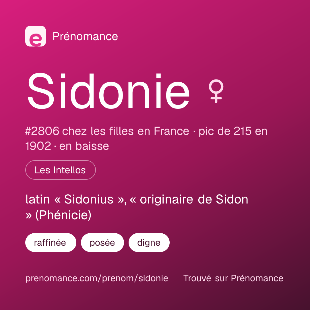 Carte de partage du prénom Sidonie