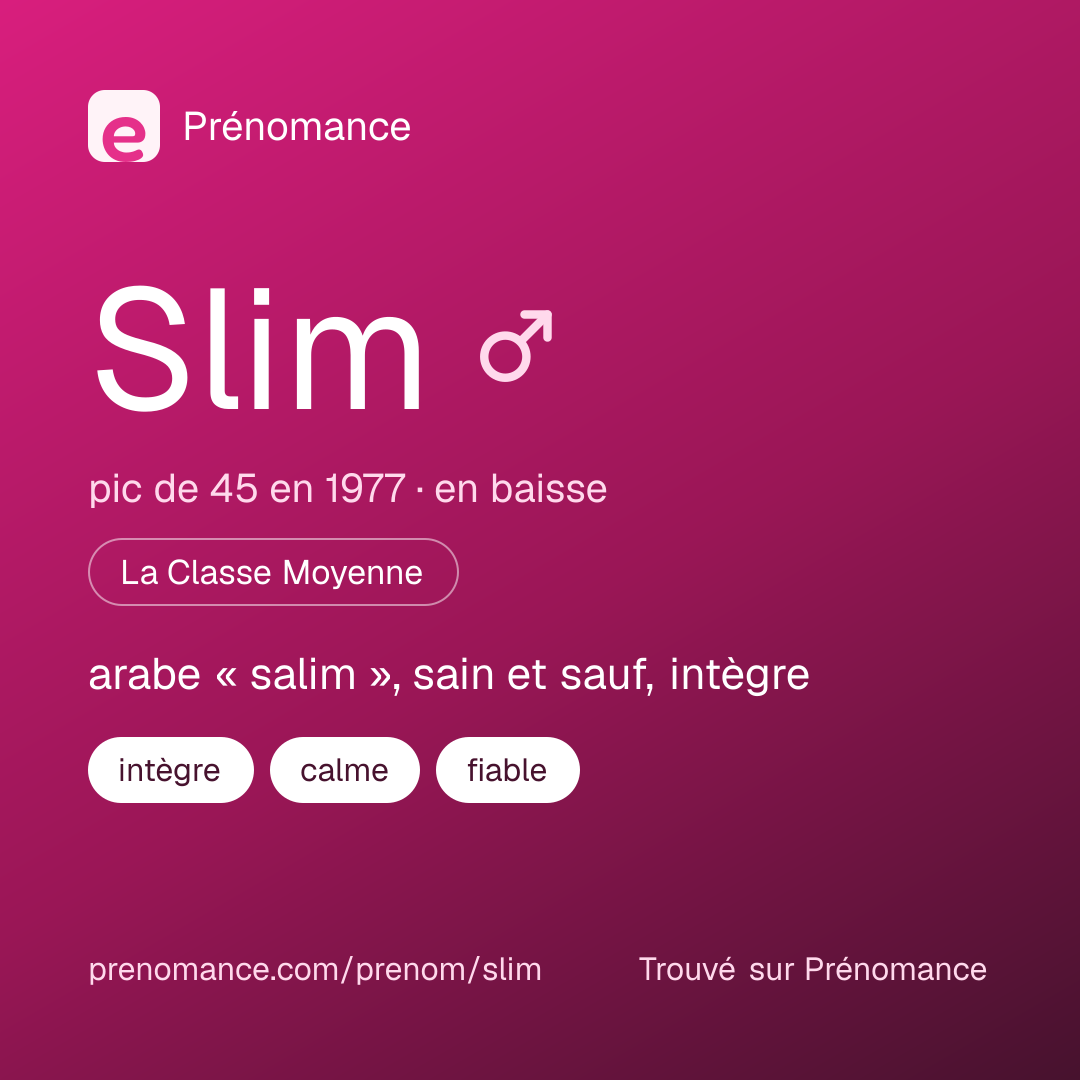 Carte de partage du prénom Slim