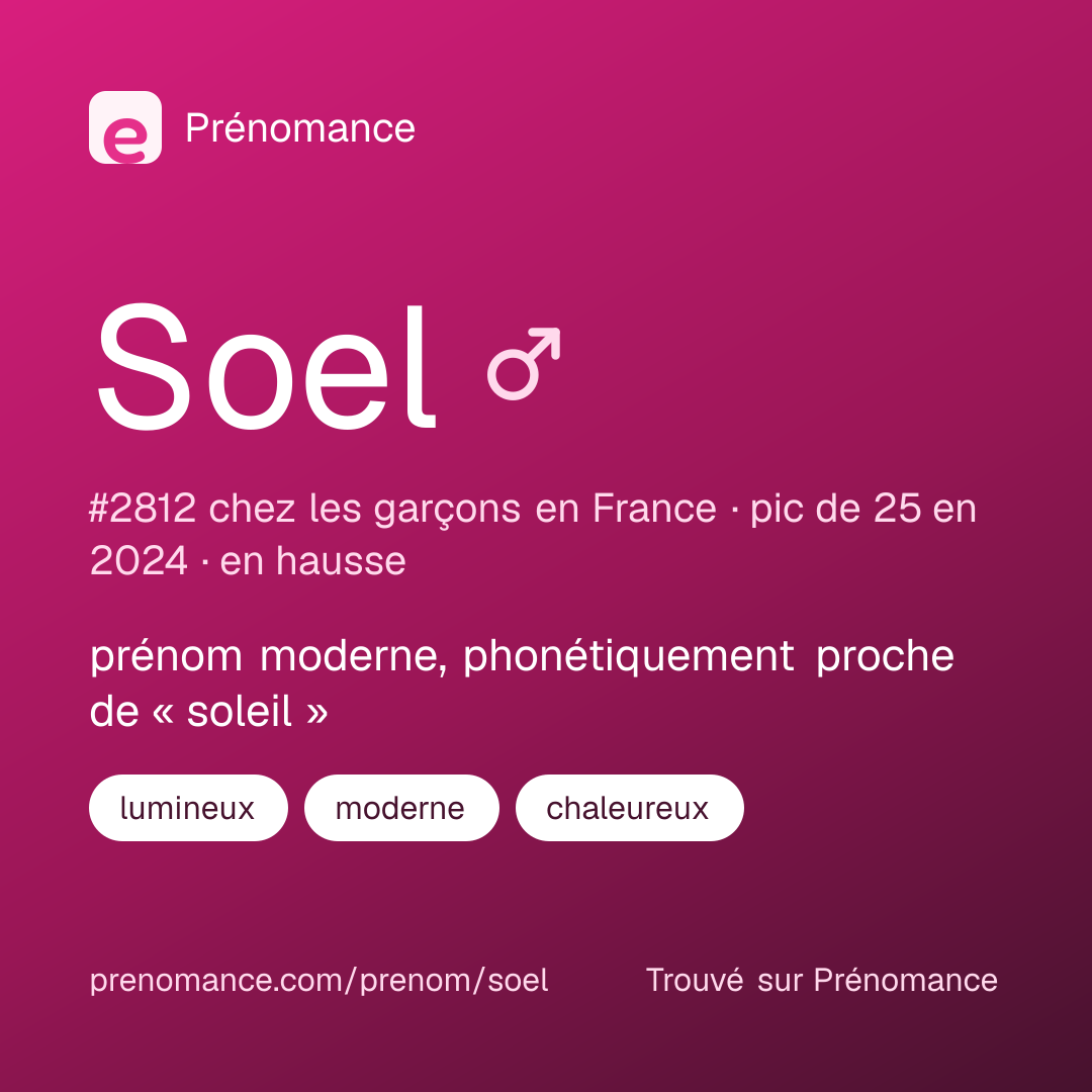 Carte de partage du prénom Soel