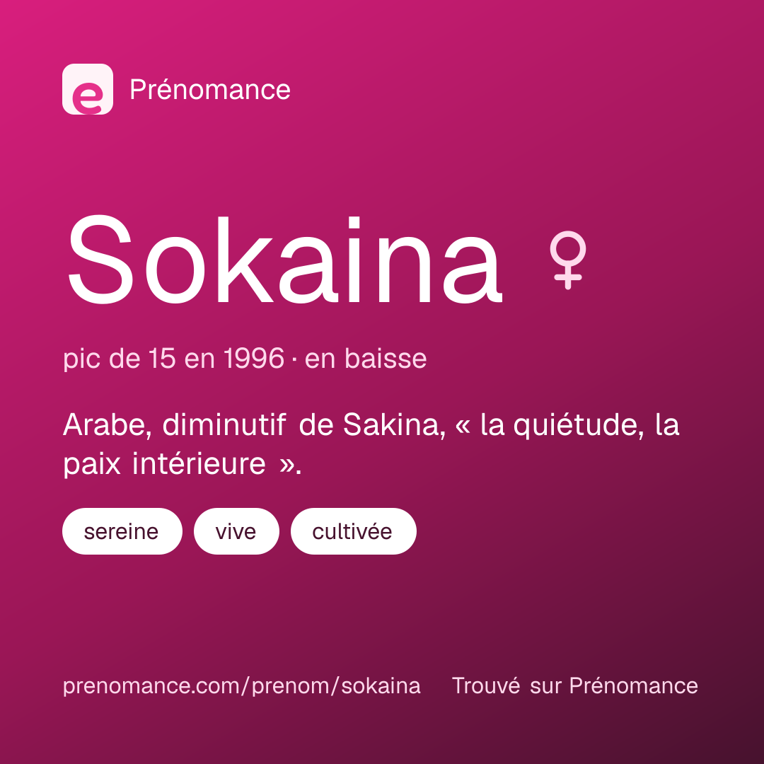 Carte de partage du prénom Sokaina