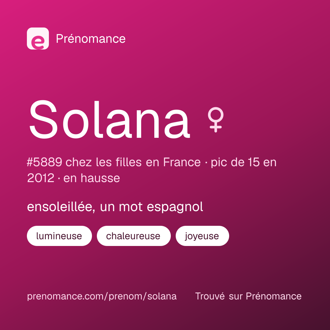 Carte de partage du prénom Solana