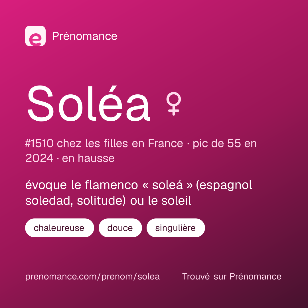 Carte de partage du prénom Soléa