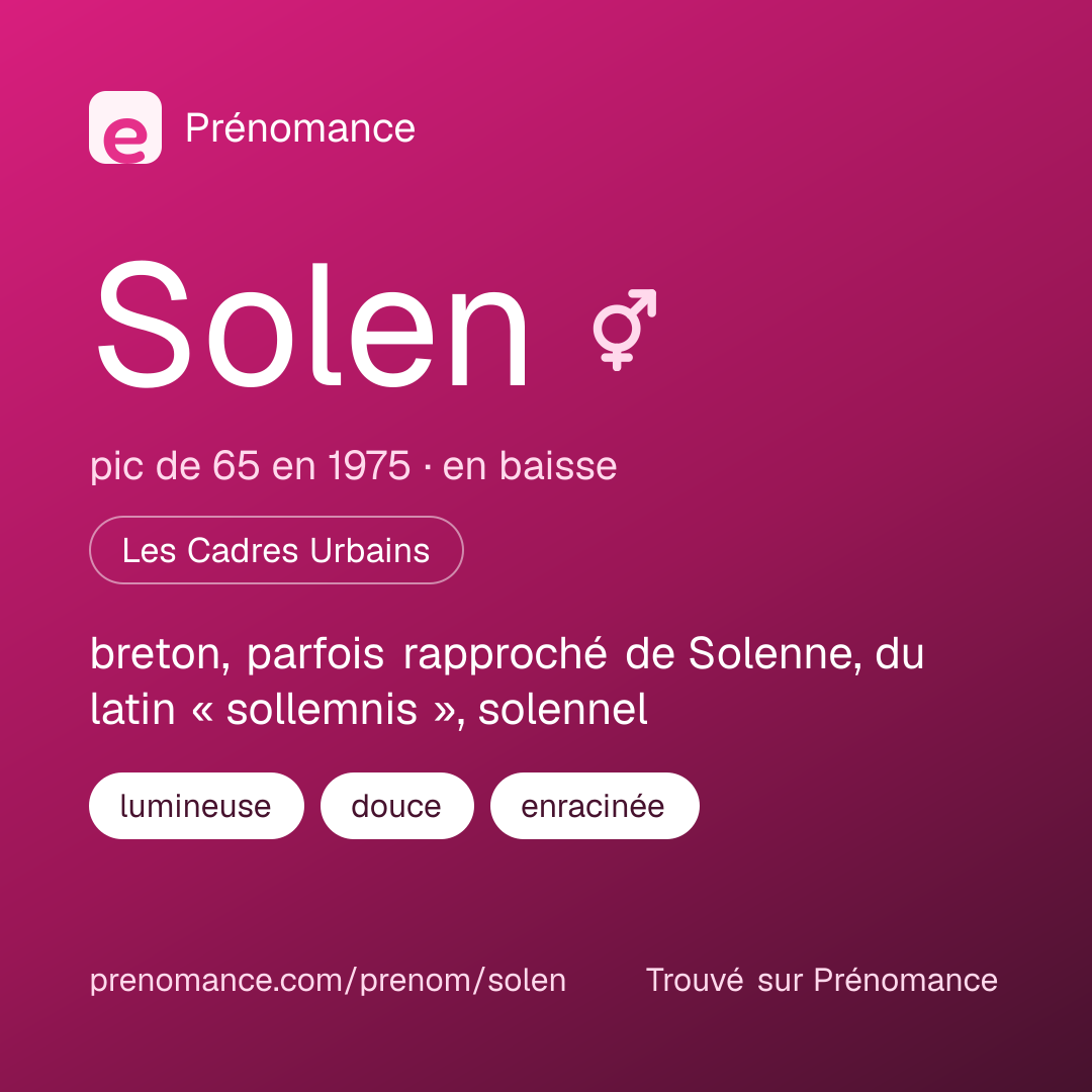 Carte de partage du prénom Solen