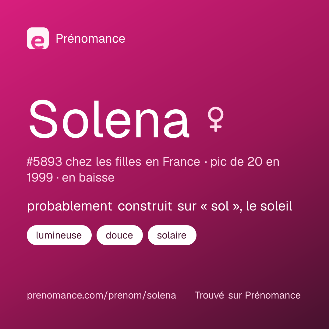 Carte de partage du prénom Solena