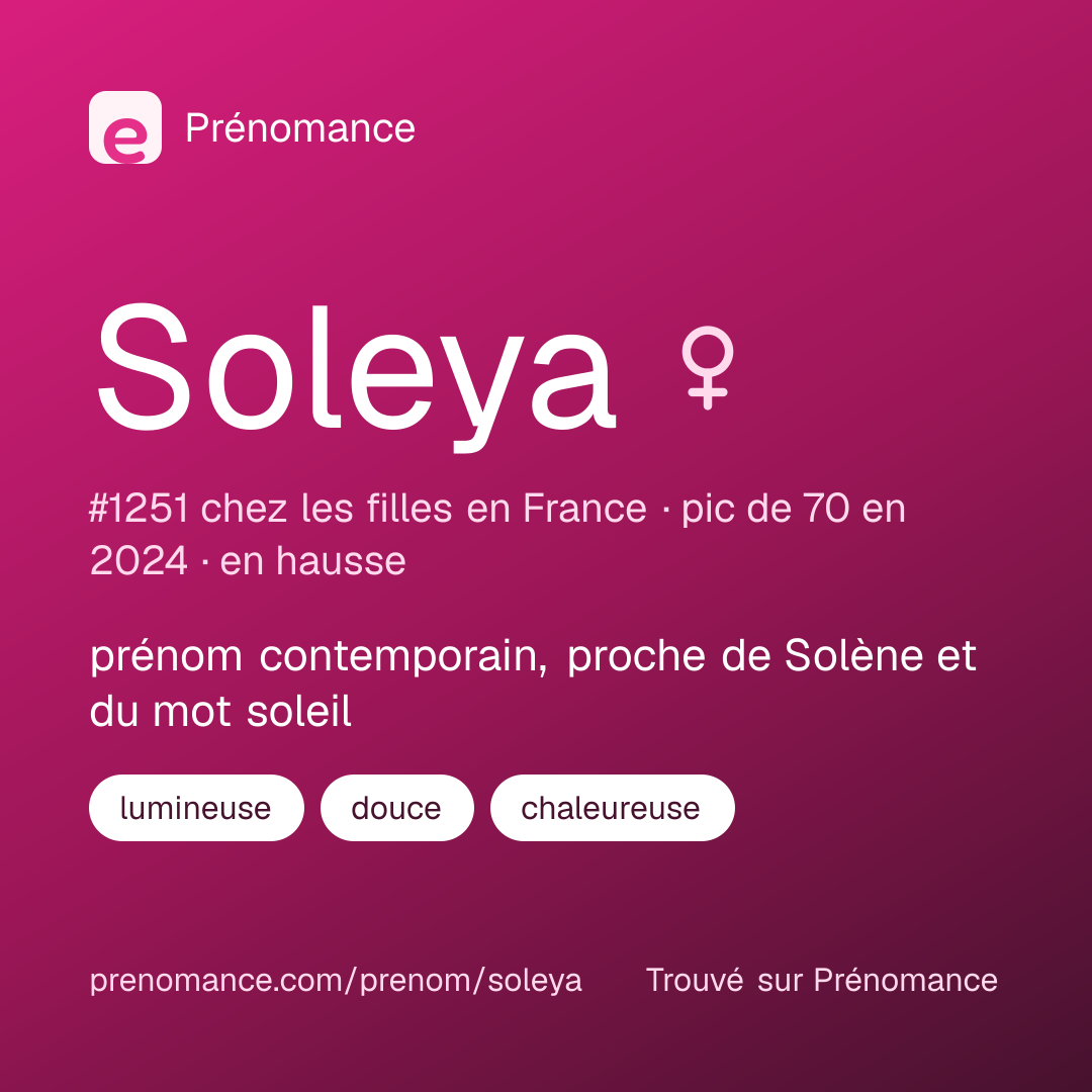 Carte de partage du prénom Soleya