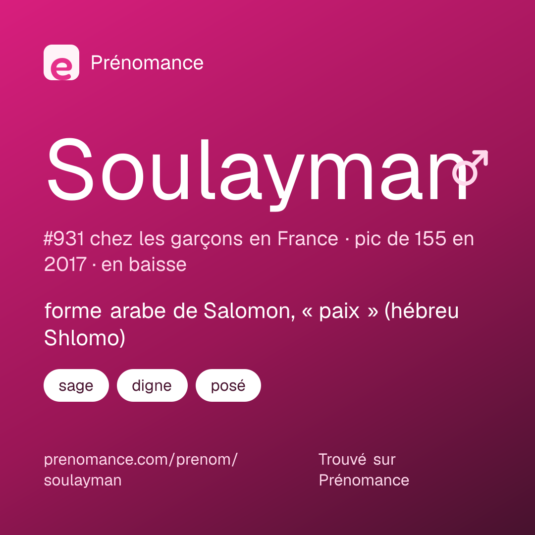 Carte de partage du prénom Soulayman
