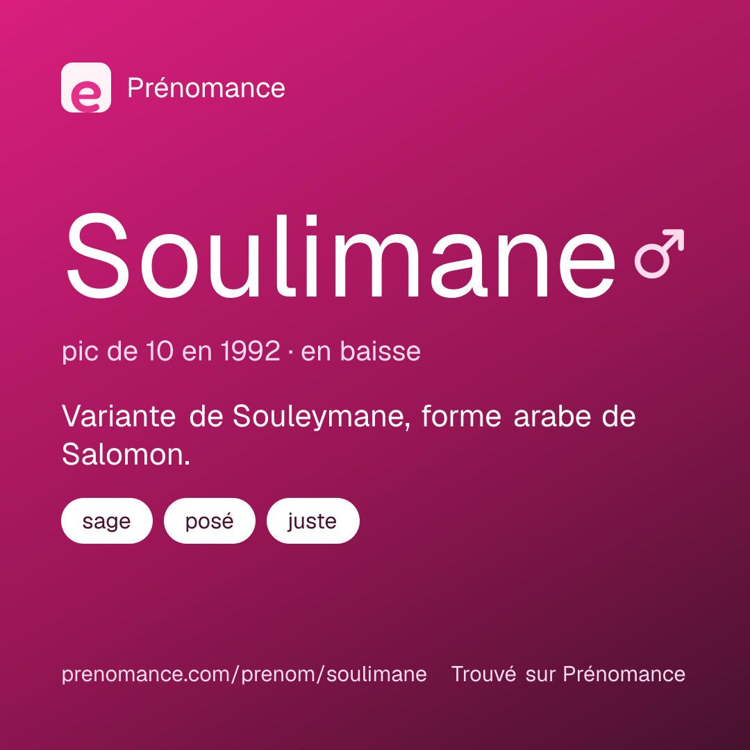 Carte de partage du prénom Soulimane