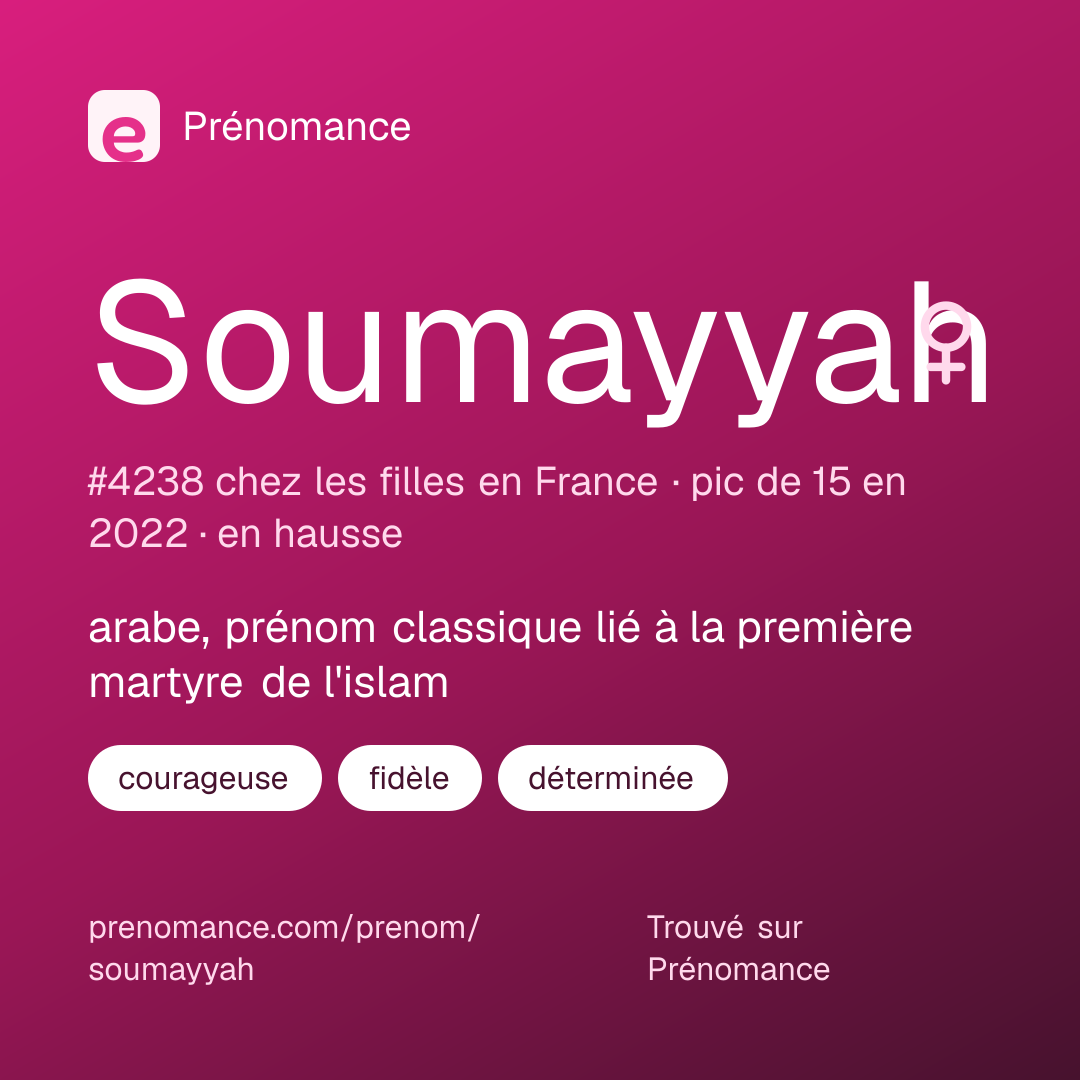 Carte de partage du prénom Soumayyah