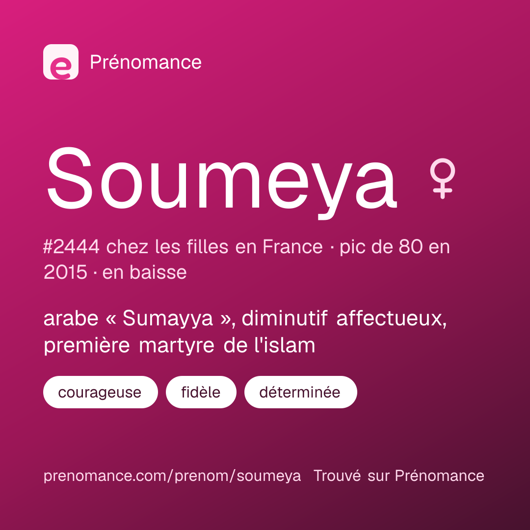 Carte de partage du prénom Soumeya