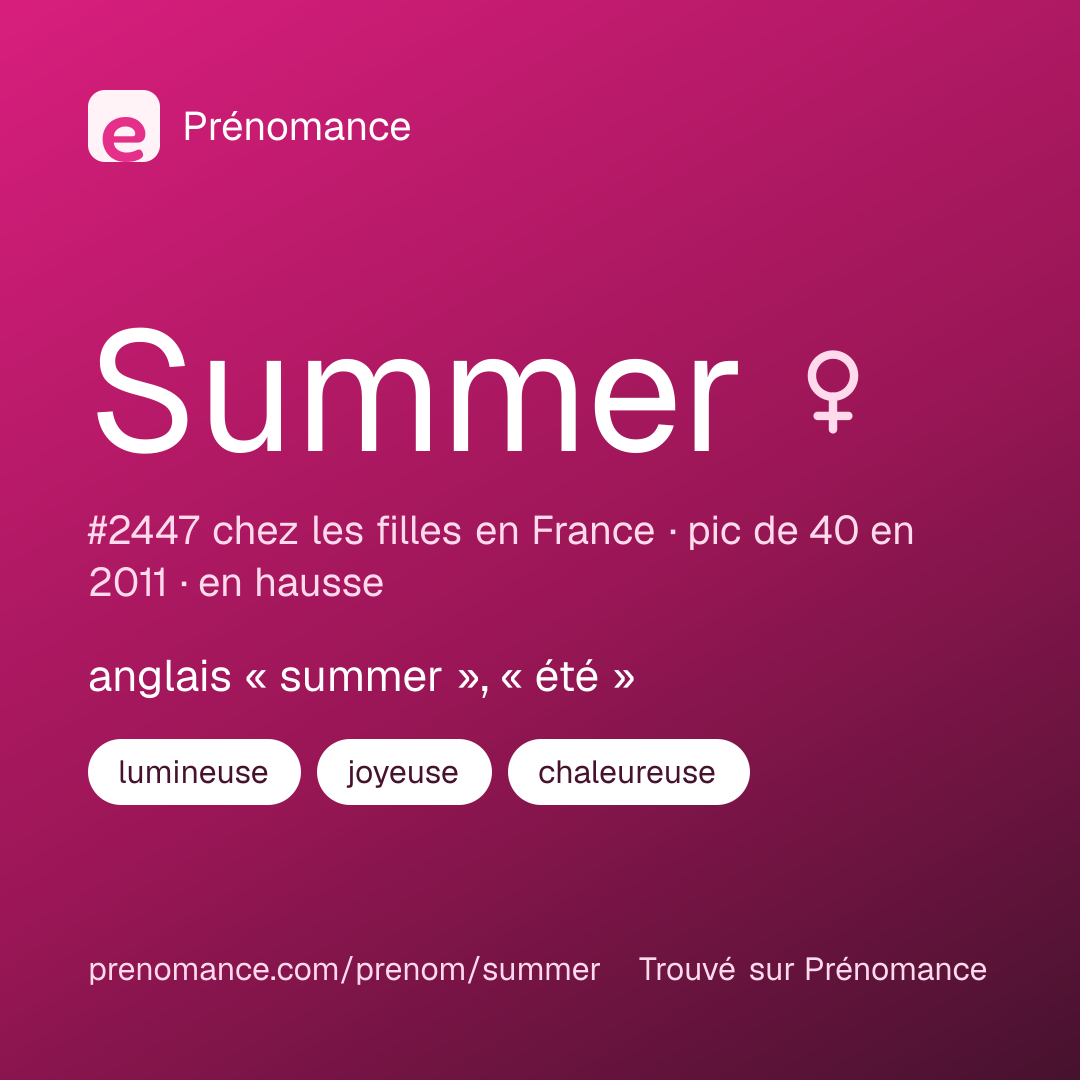 Carte de partage du prénom Summer