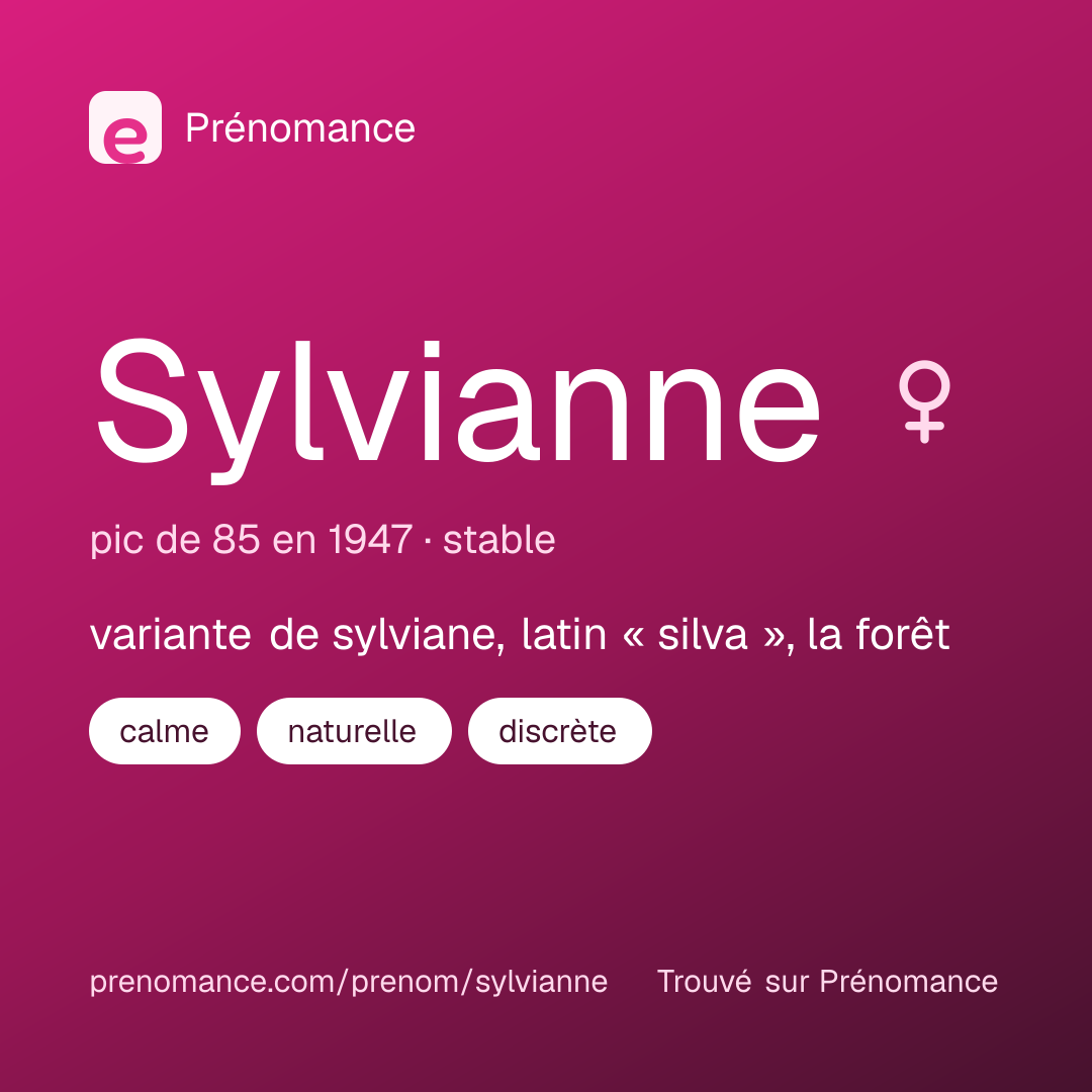 Carte de partage du prénom Sylvianne