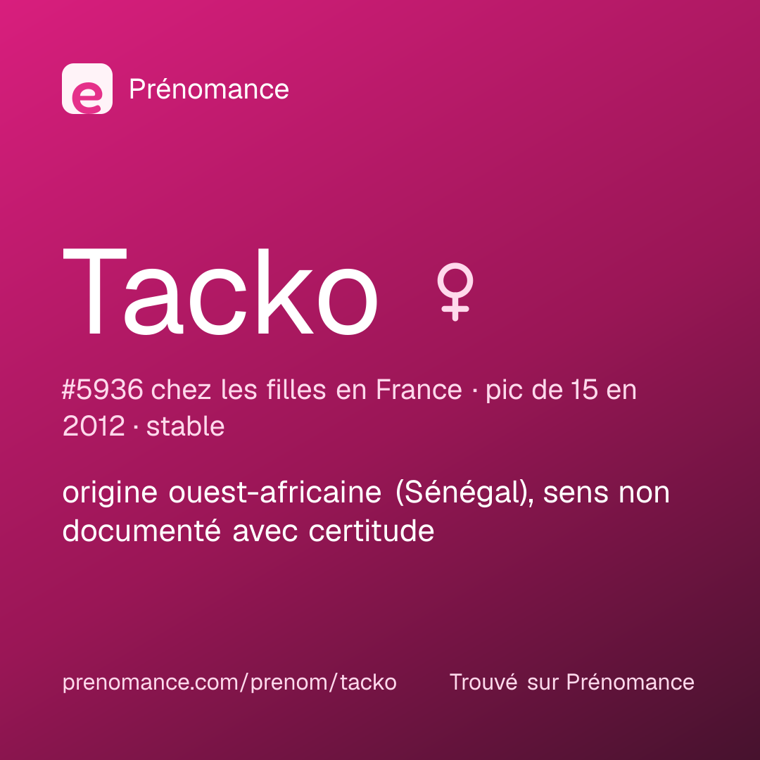 Carte de partage du prénom Tacko
