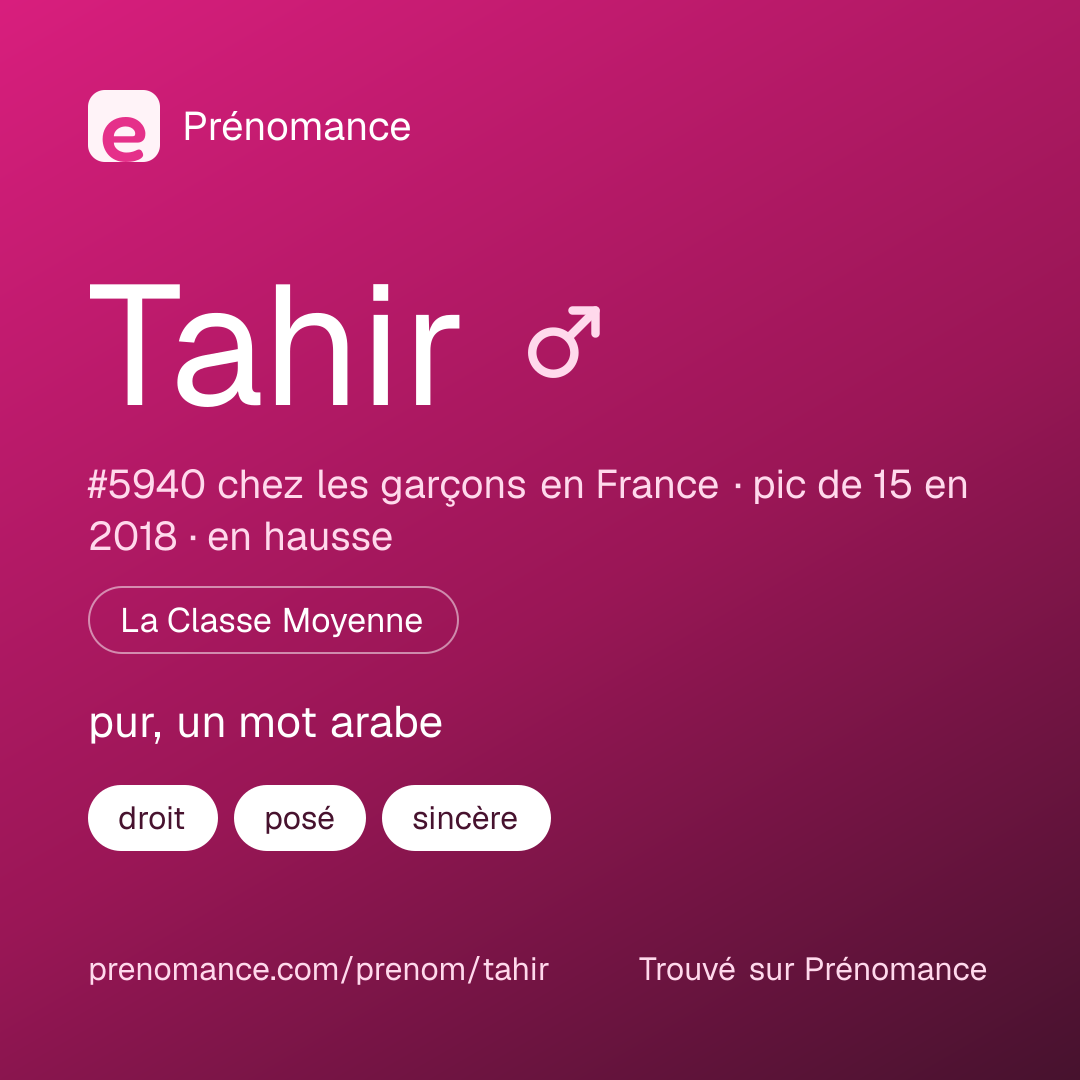 Carte de partage du prénom Tahir