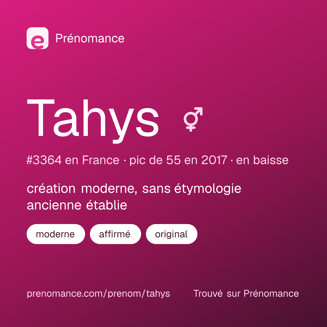 Carte de partage du prénom Tahys