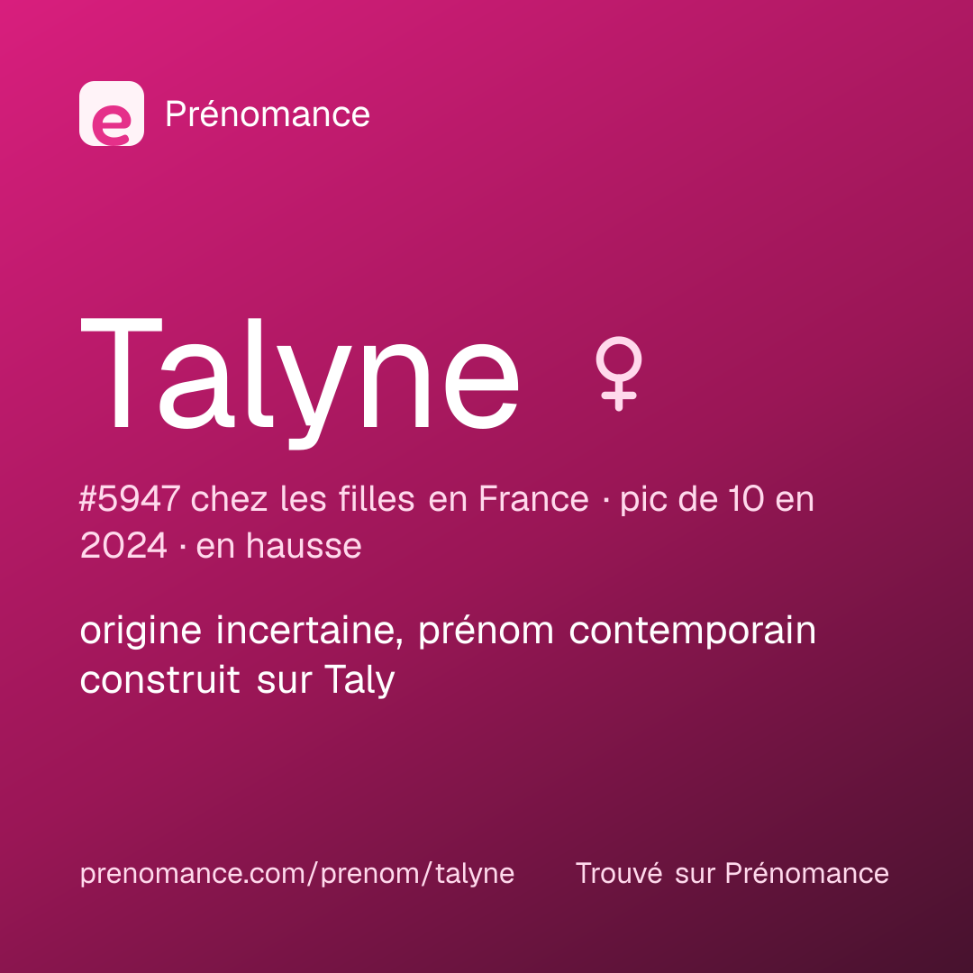 Carte de partage du prénom Talyne