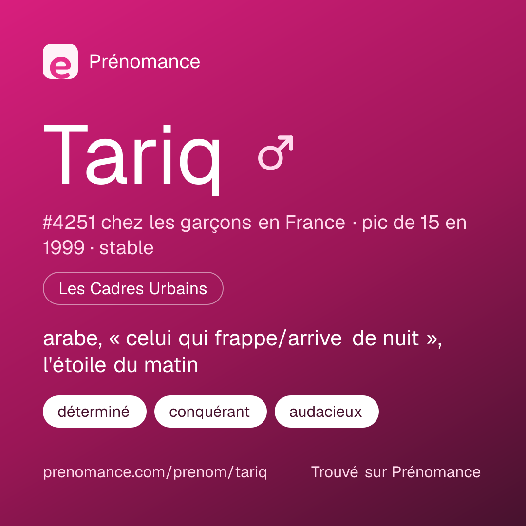 Carte de partage du prénom Tariq