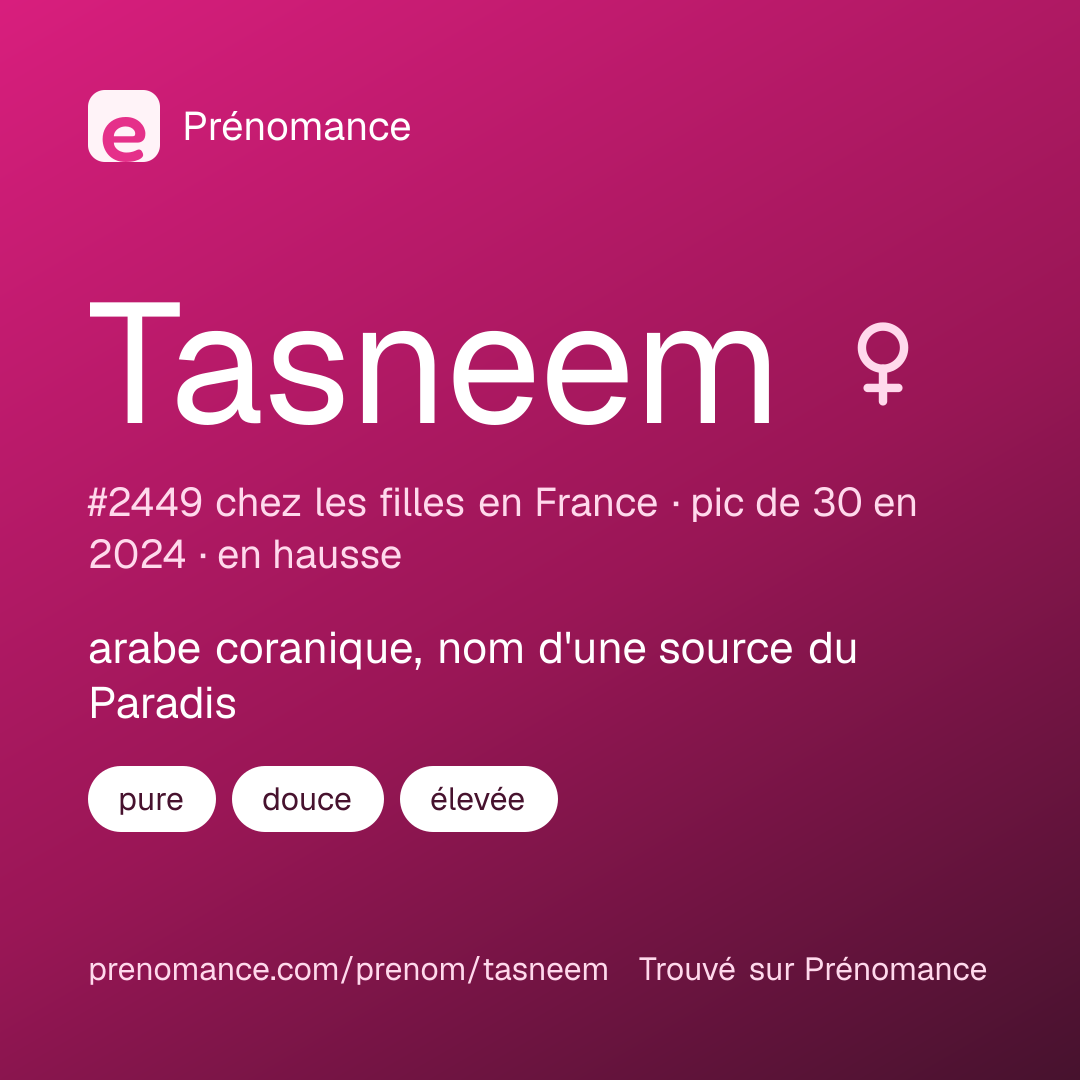 Carte de partage du prénom Tasneem