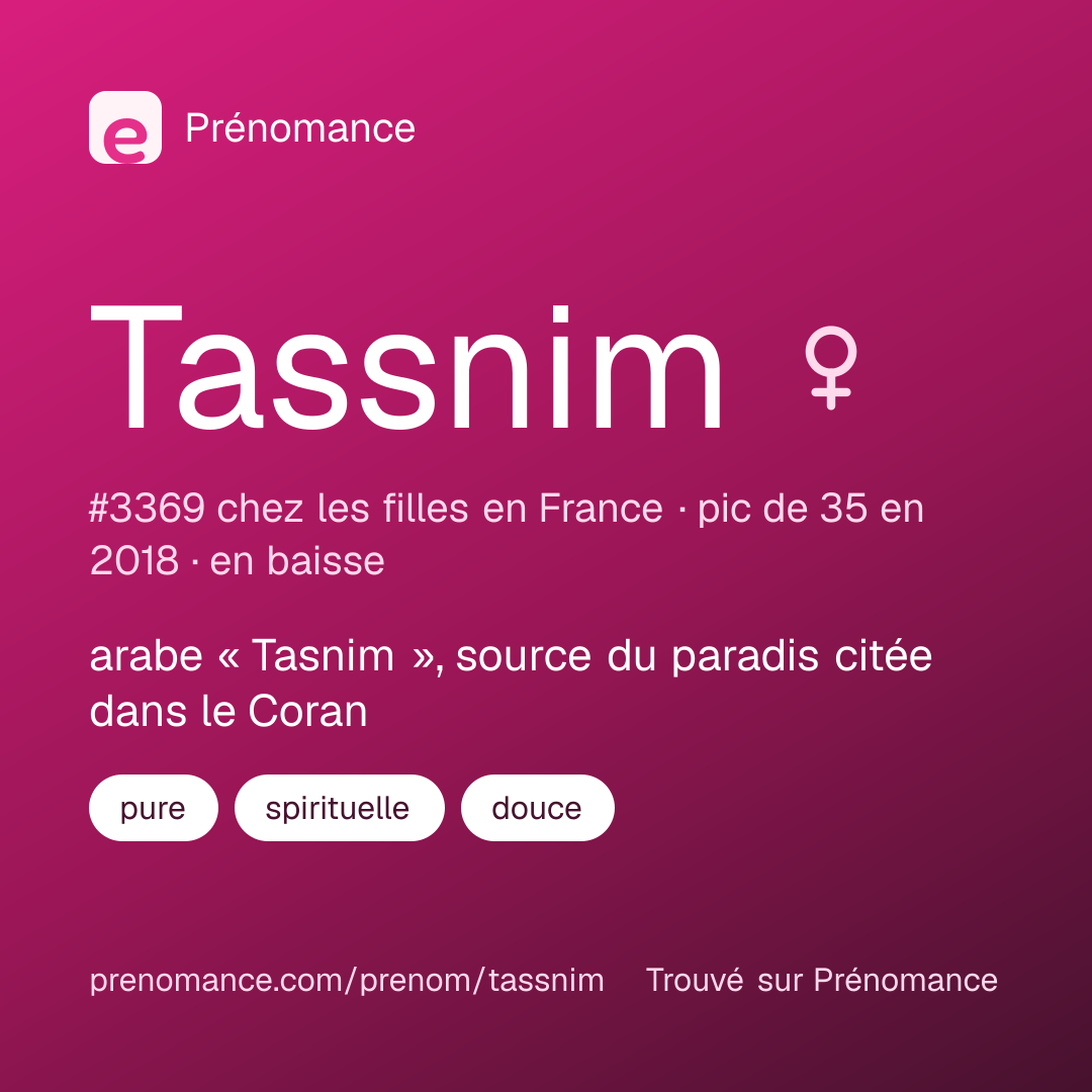 Carte de partage du prénom Tassnim