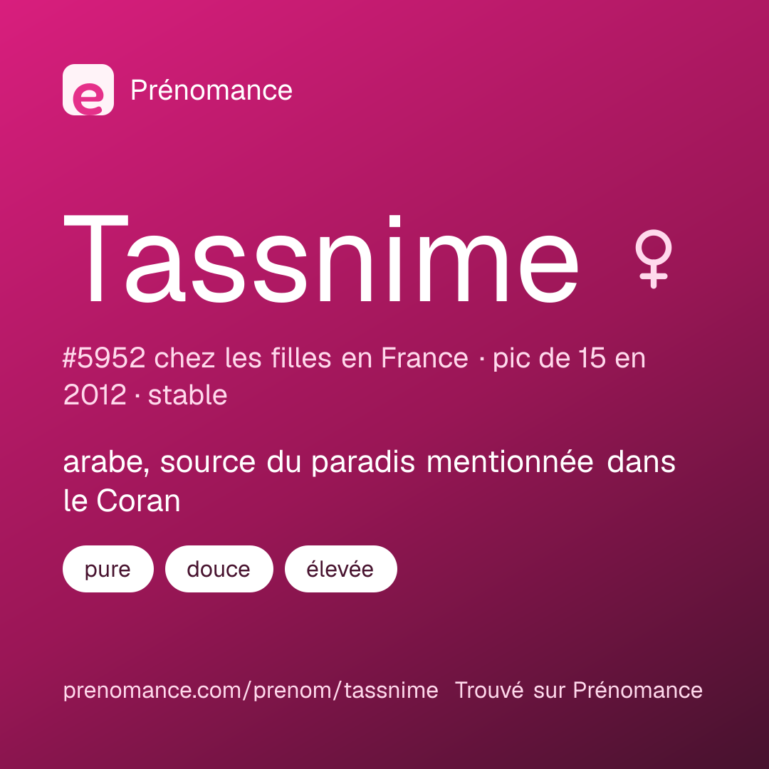 Carte de partage du prénom Tassnime