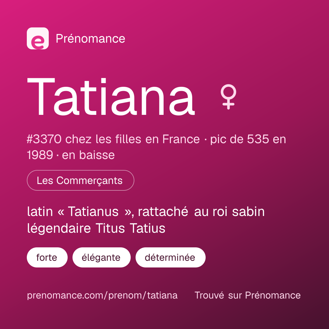 Carte de partage du prénom Tatiana