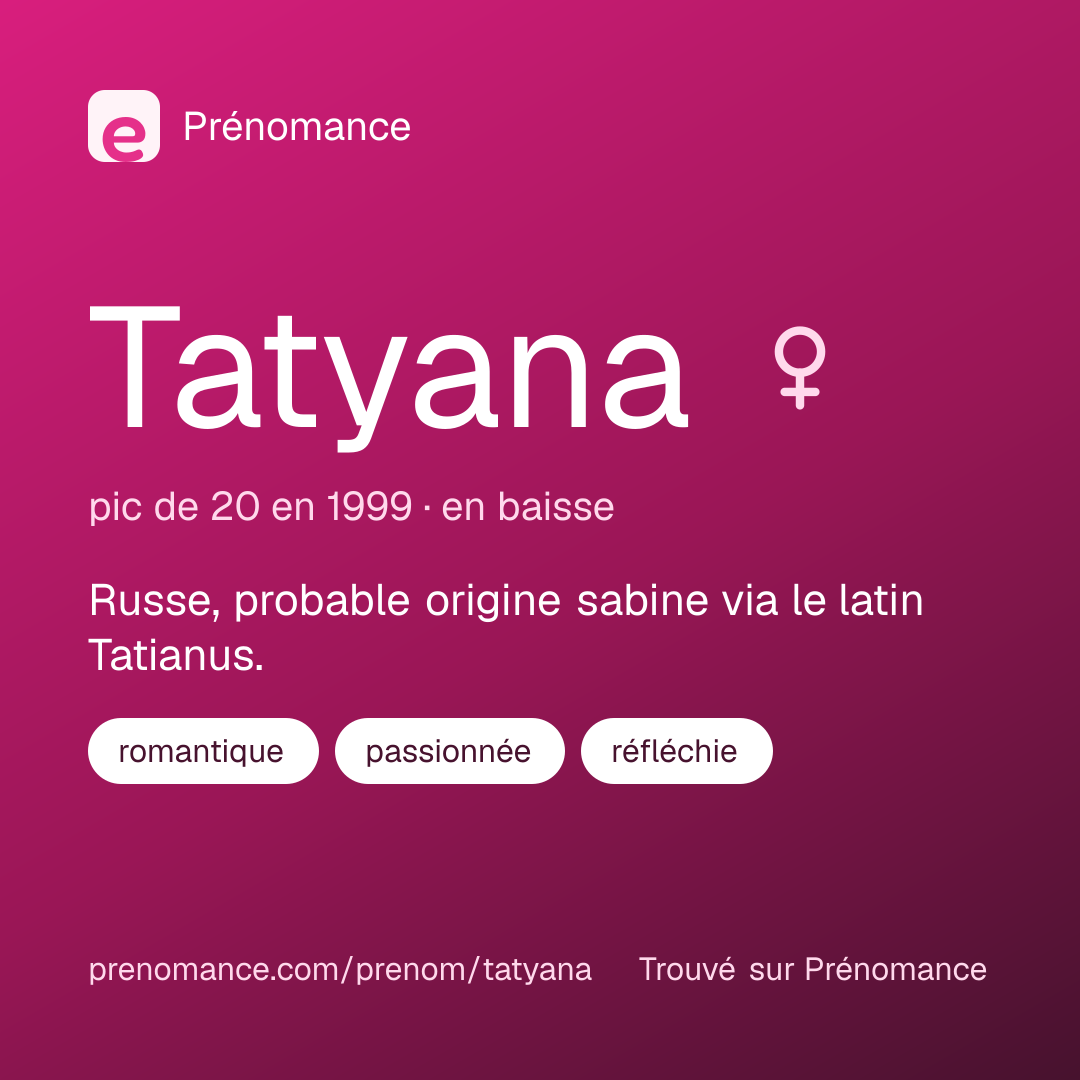 Carte de partage du prénom Tatyana