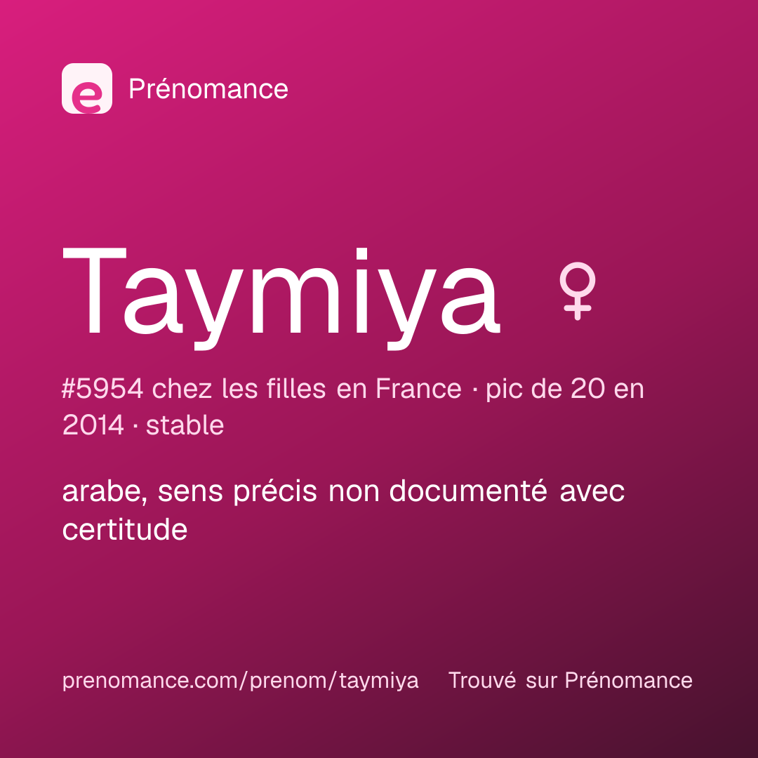 Carte de partage du prénom Taymiya
