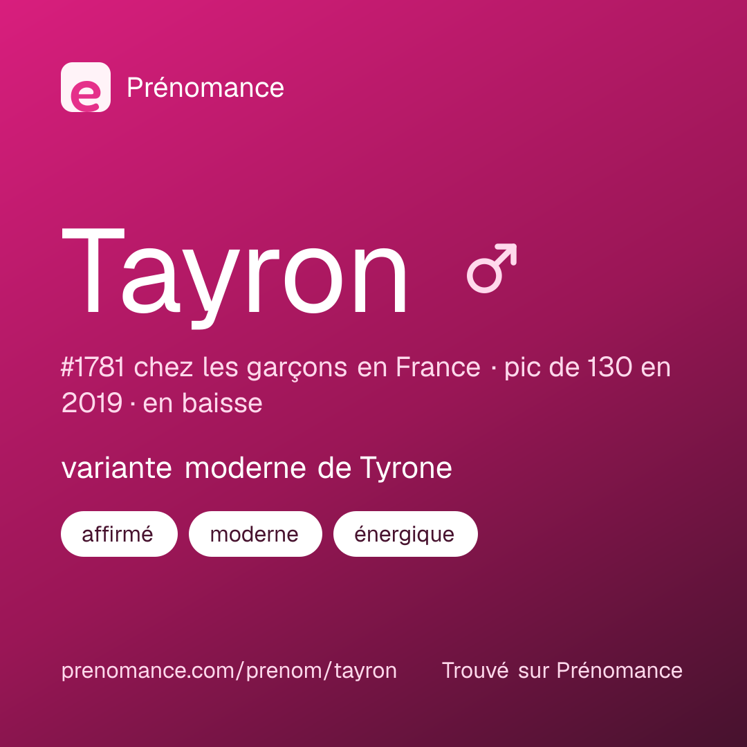 Carte de partage du prénom Tayron