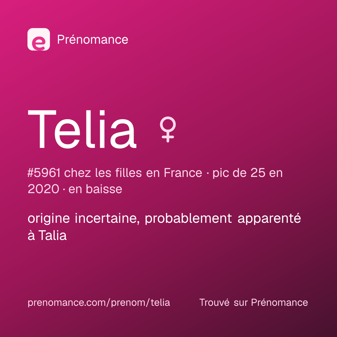 Carte de partage du prénom Telia