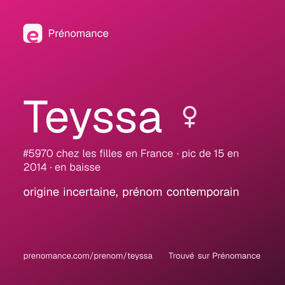 Carte de partage du prénom Teyssa