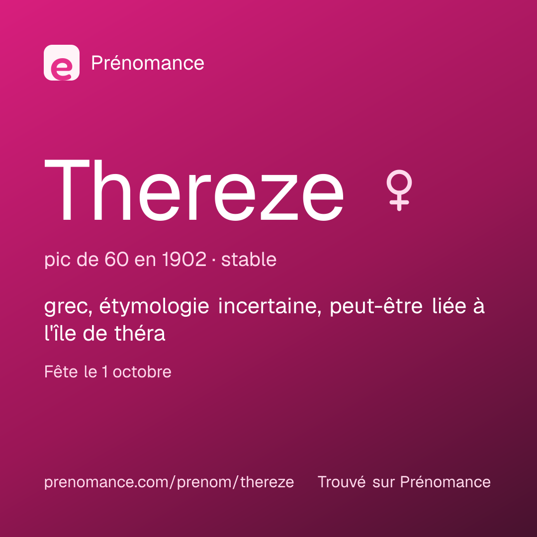 Carte de partage du prénom Thereze