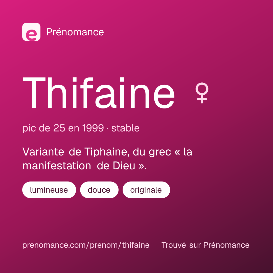 Carte de partage du prénom Thifaine