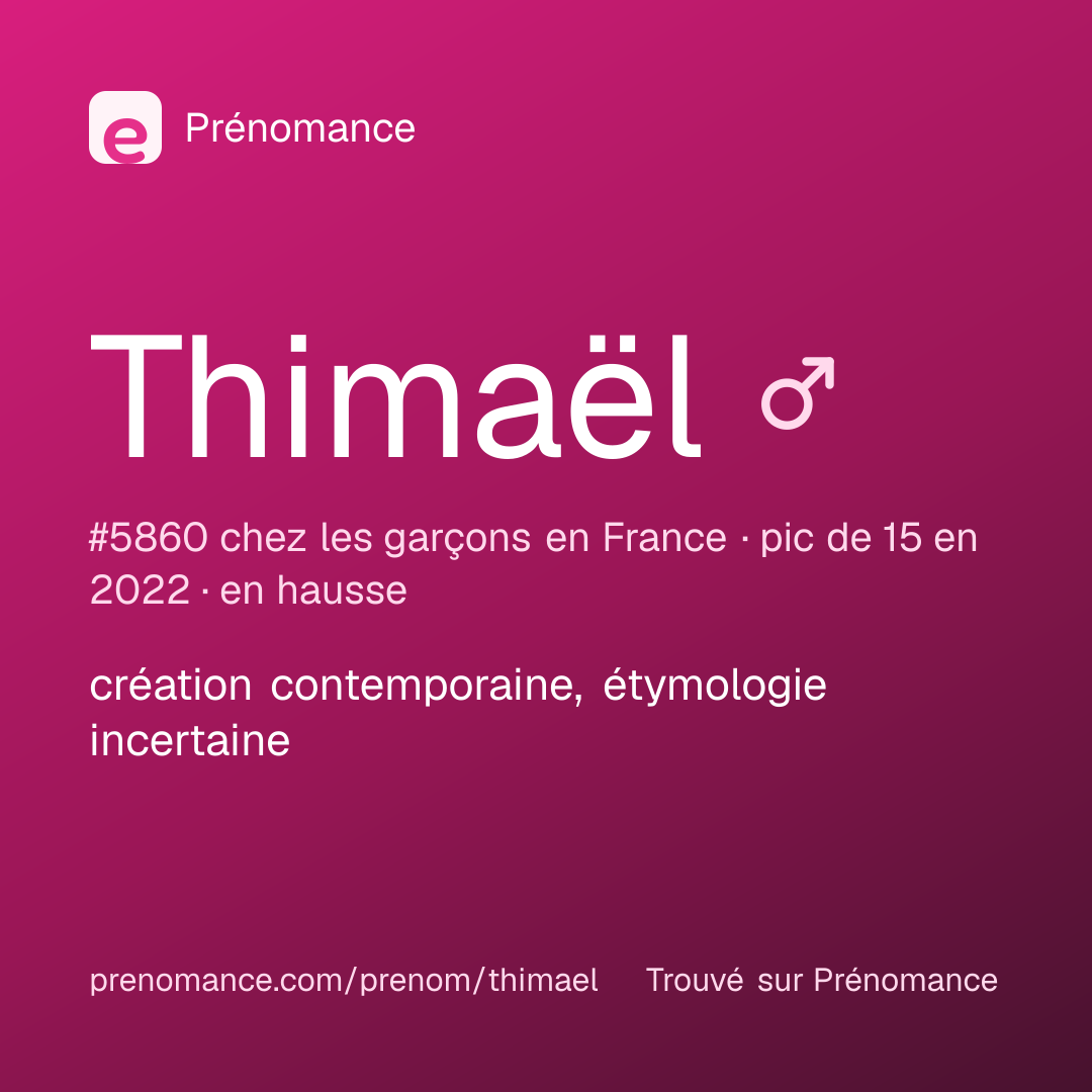 Carte de partage du prénom Thimaël