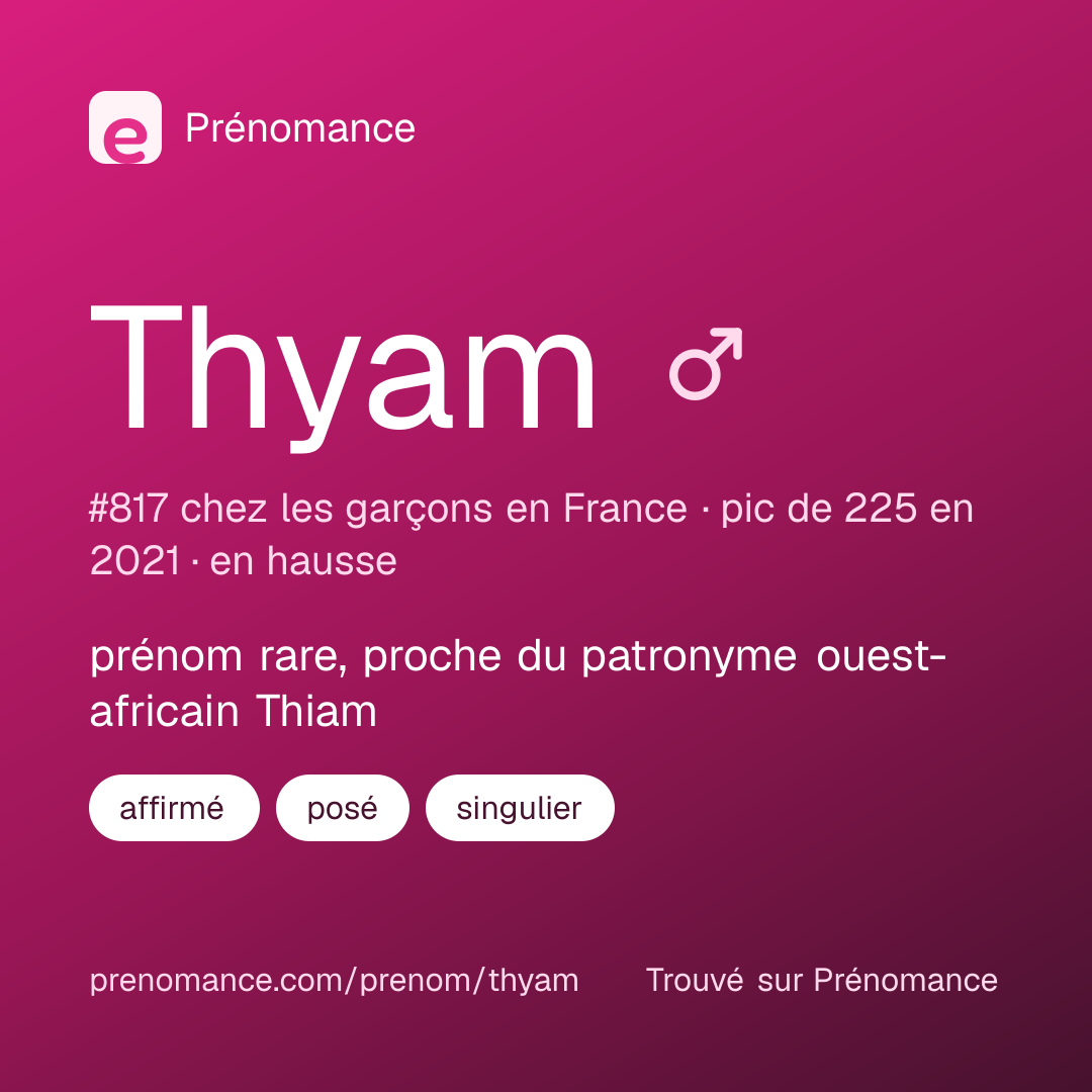 Carte de partage du prénom Thyam