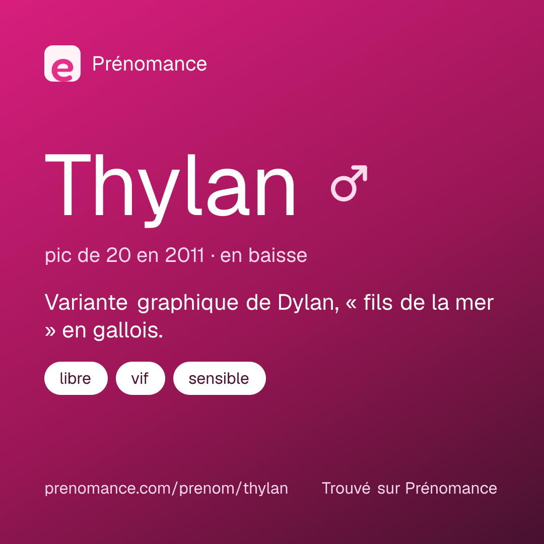 Carte de partage du prénom Thylan
