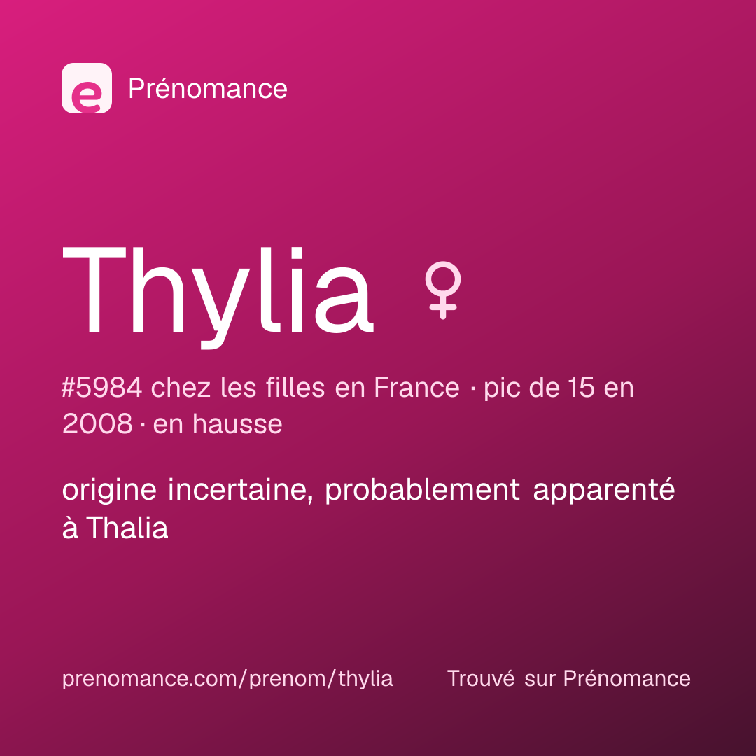 Carte de partage du prénom Thylia