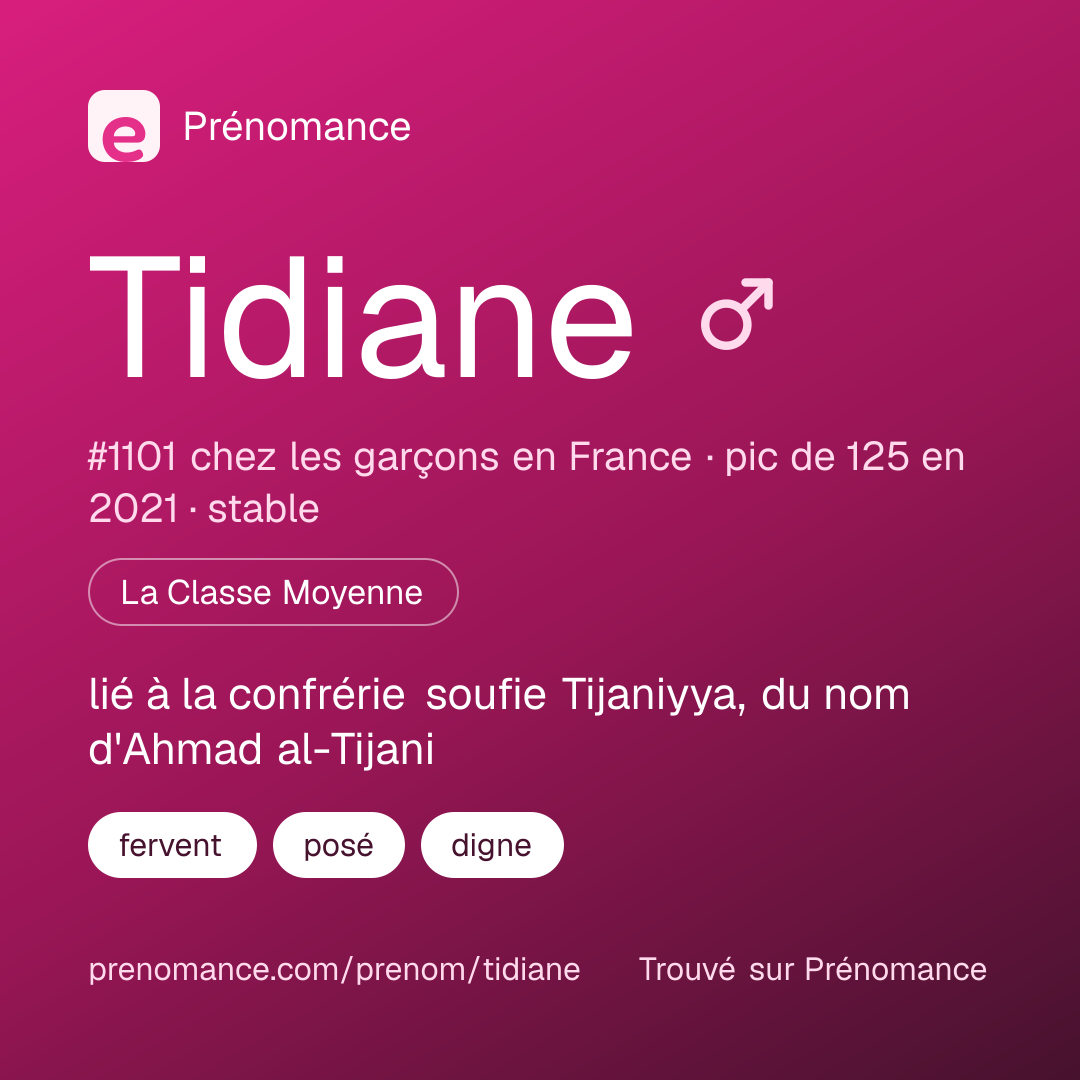 Carte de partage du prénom Tidiane
