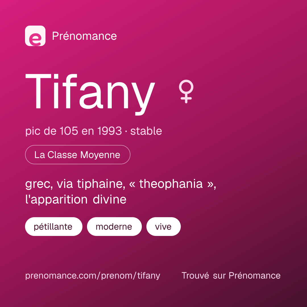Carte de partage du prénom Tifany