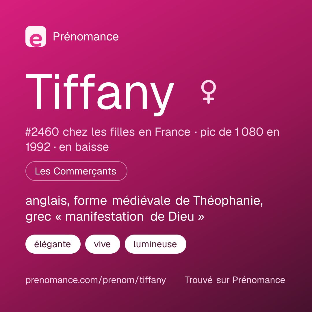 Carte de partage du prénom Tiffany